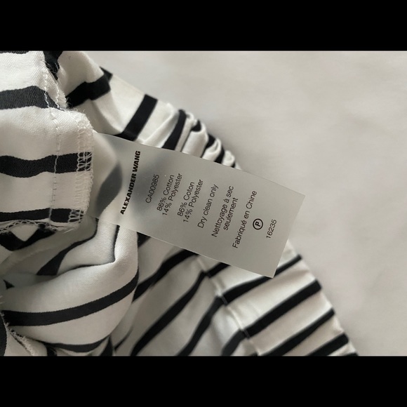 T Alexander Wang Striped Twist Front Crop Shirt 0 - Picture 6 of 6
